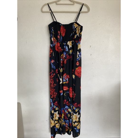 BAND OF GYPSIES Black Floral‎ Bustier Smocked Dress Sz Small - Picture 4 of 16